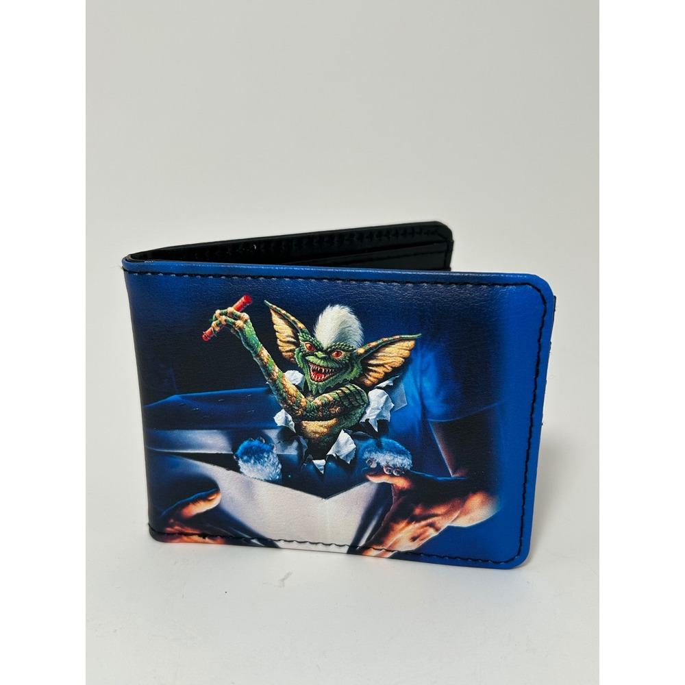 Buckle-Down Gremlins Stripe Bifold Wallet Blue Black Vegan Leather New with Tags